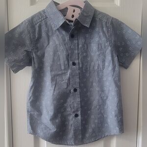 The Children's Place Blue Button Down Shirt with Horseshoe Design